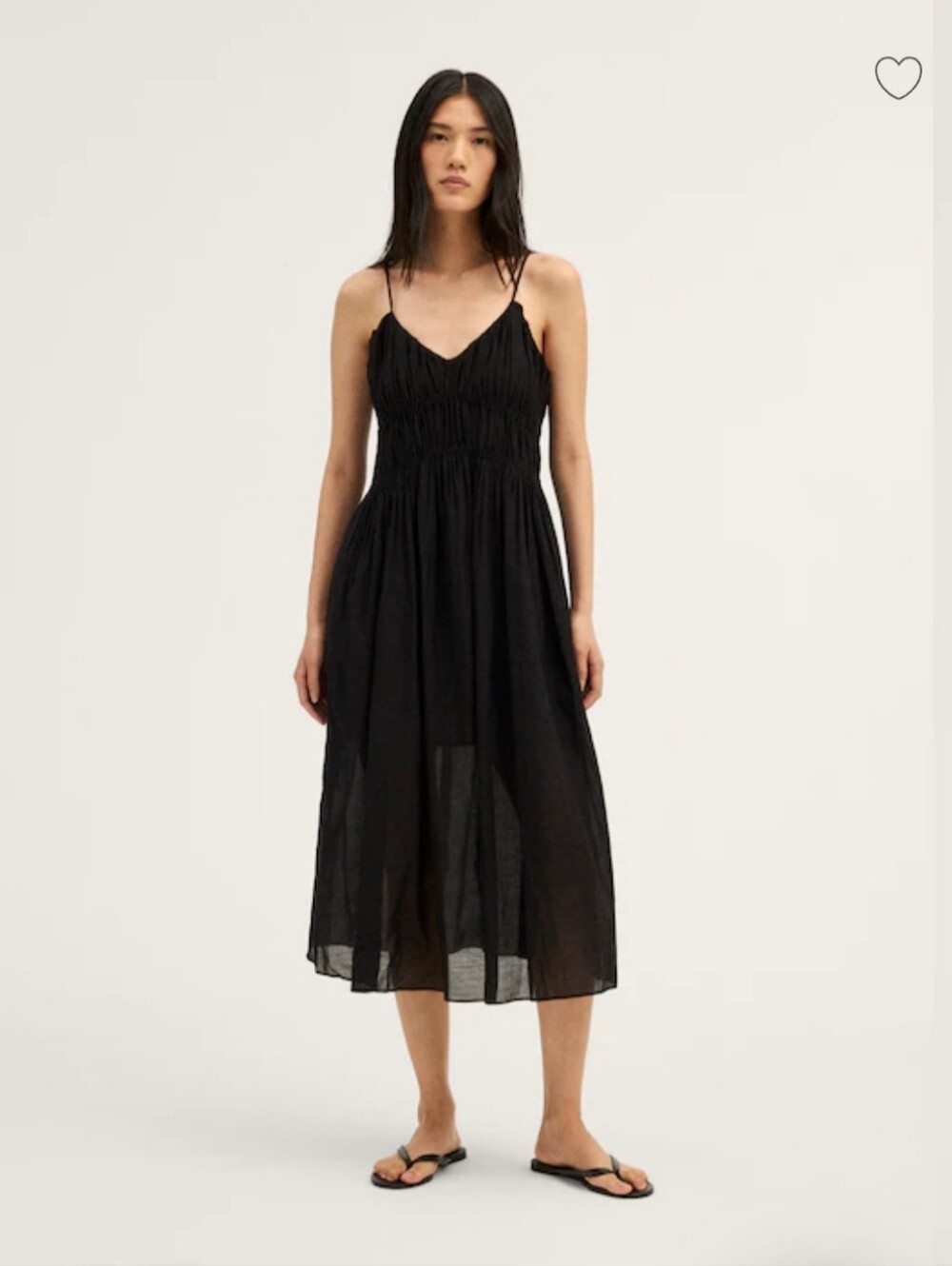 Madewell Ruched V-Neck Sleeveless Maxi Dre Black Sundress Women's Sz M $168